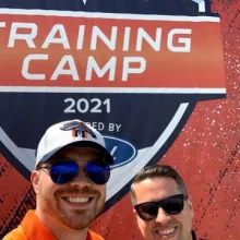 Davis at football training camp
