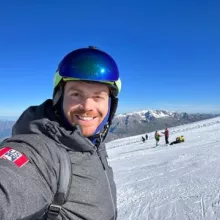 Davis preparing to snowboard