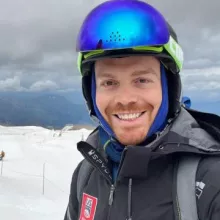 Davis preparing to snowboard